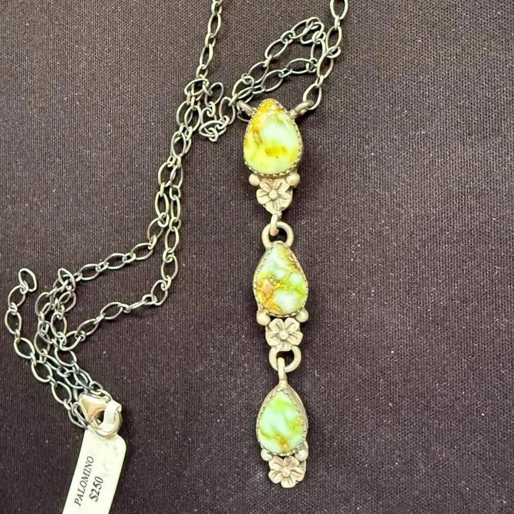 Sterling silver palomino drop lariat necklace